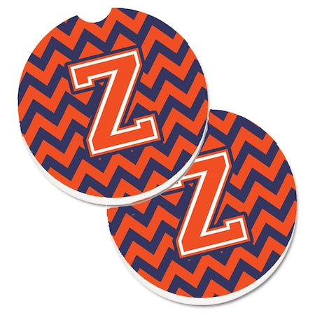 Carolines Treasures Letter Z Chevron Orange and Blue  Cup Holder Car Coaster, PK2 CJ1042-ZCARC